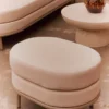 Tabouret ou pouf de jardin, Blanc waterproof & metal taupe Florentino