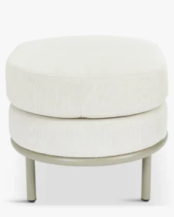 Tabouret ou pouf de jardin, Blanc waterproof & metal taupe Florentino
