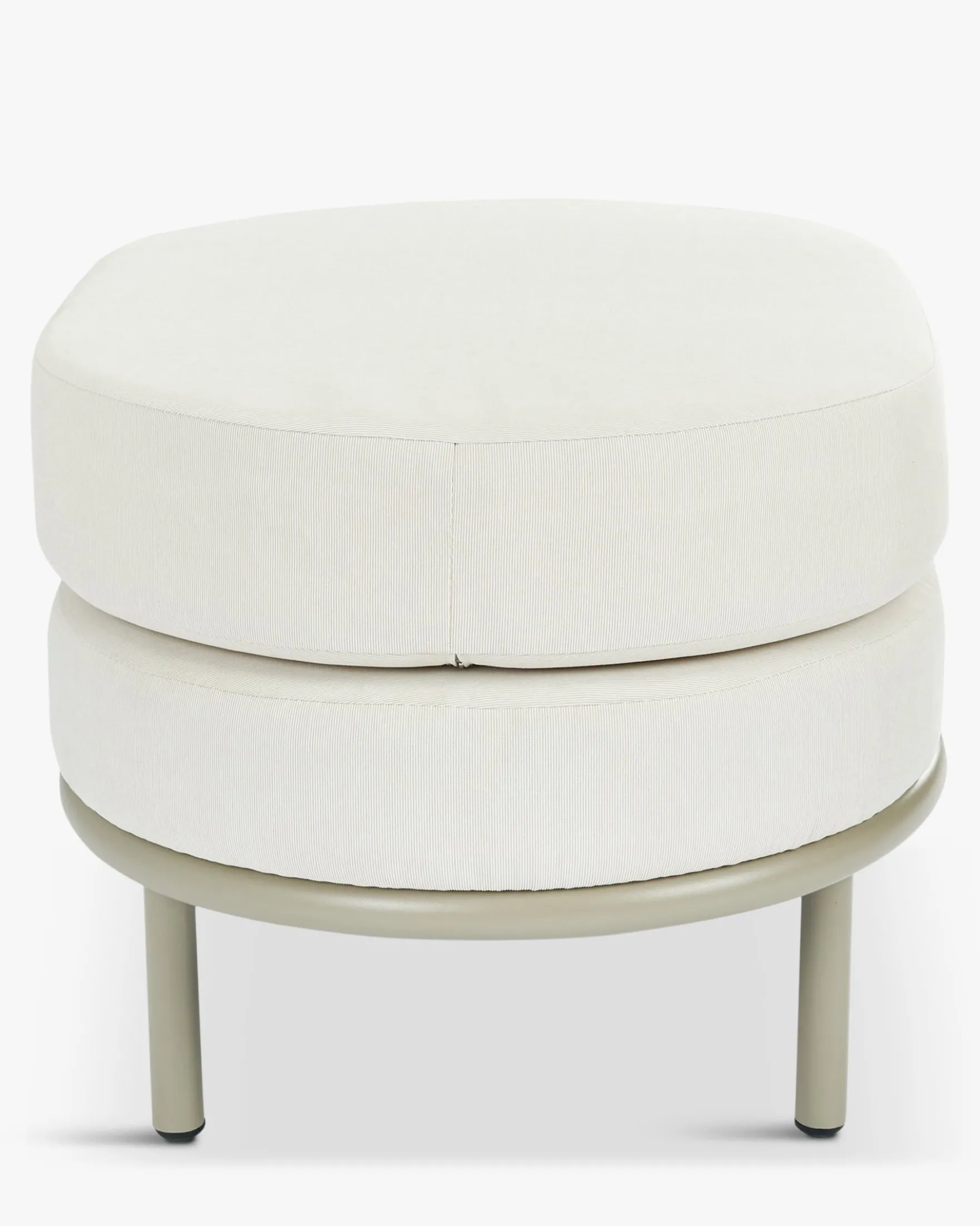 Tabouret ou pouf de jardin, Blanc waterproof & metal taupe Florentino