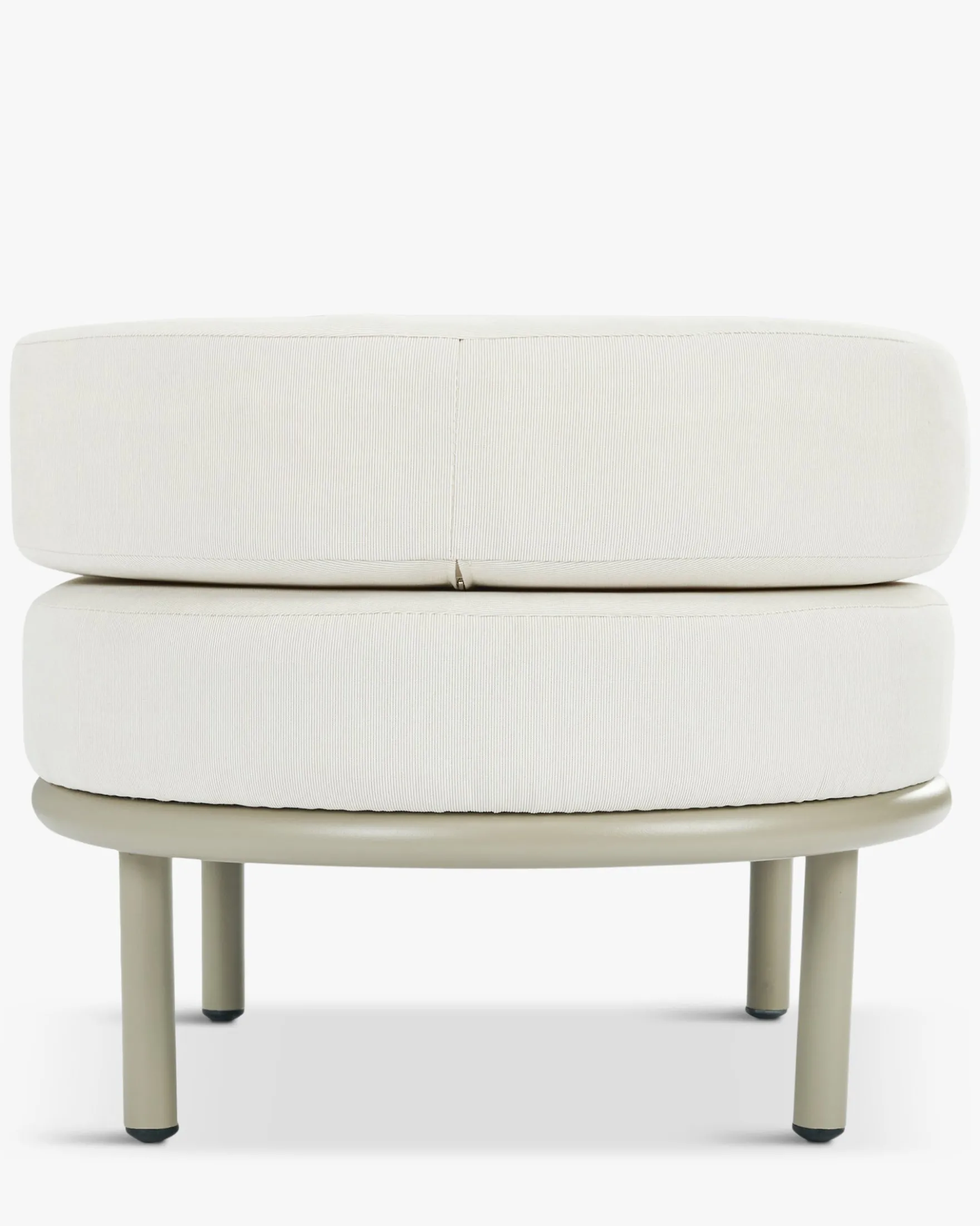 Tabouret ou pouf de jardin, Blanc waterproof & metal taupe Florentino