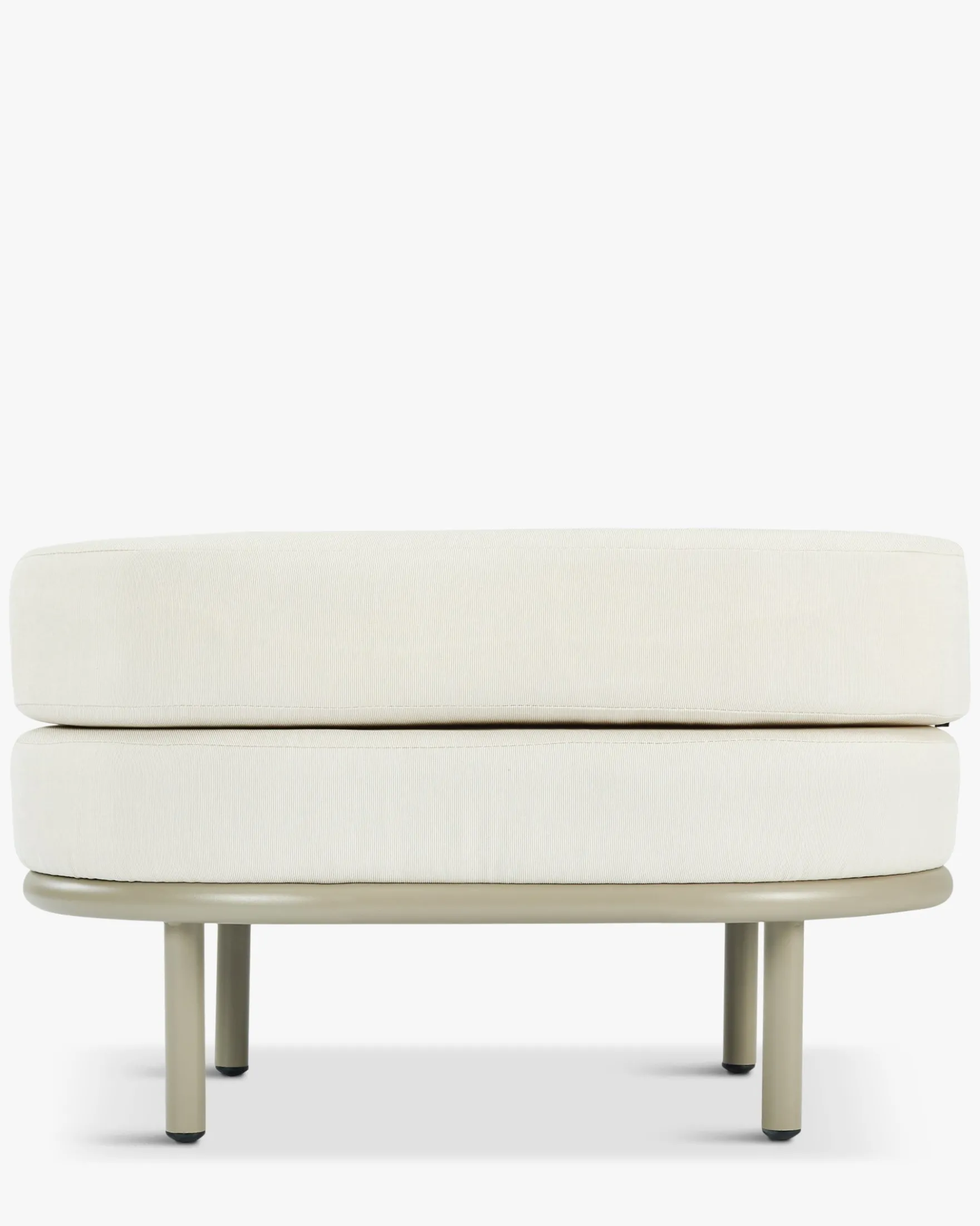 Tabouret ou pouf de jardin, Blanc waterproof & metal taupe Florentino