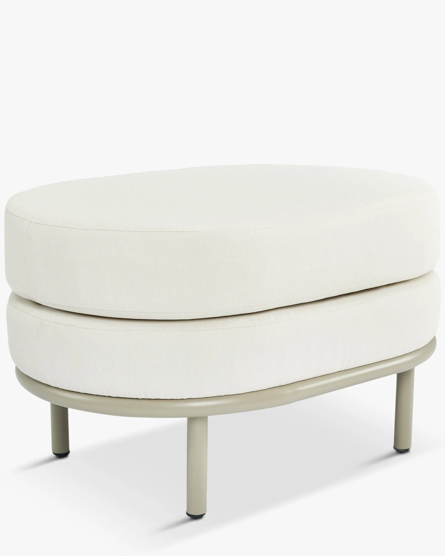 Tabouret ou pouf de jardin, Blanc waterproof & metal taupe Florentino