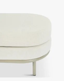 Tabouret ou pouf de jardin, Blanc waterproof & metal taupe Florentino