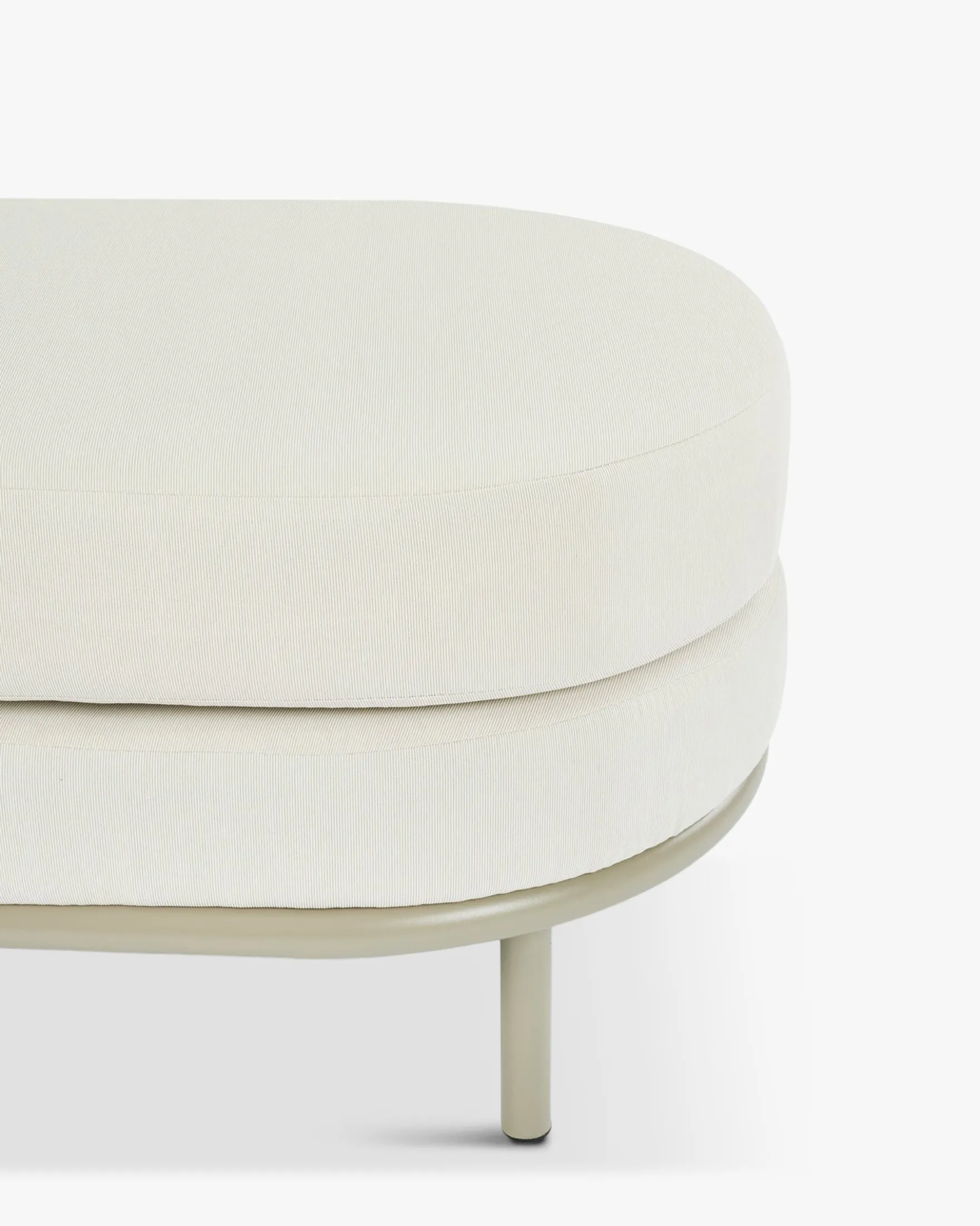 Tabouret ou pouf de jardin, Blanc waterproof & metal taupe Florentino