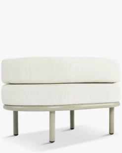 Tabouret ou pouf de jardin, Blanc waterproof & metal taupe Florentino