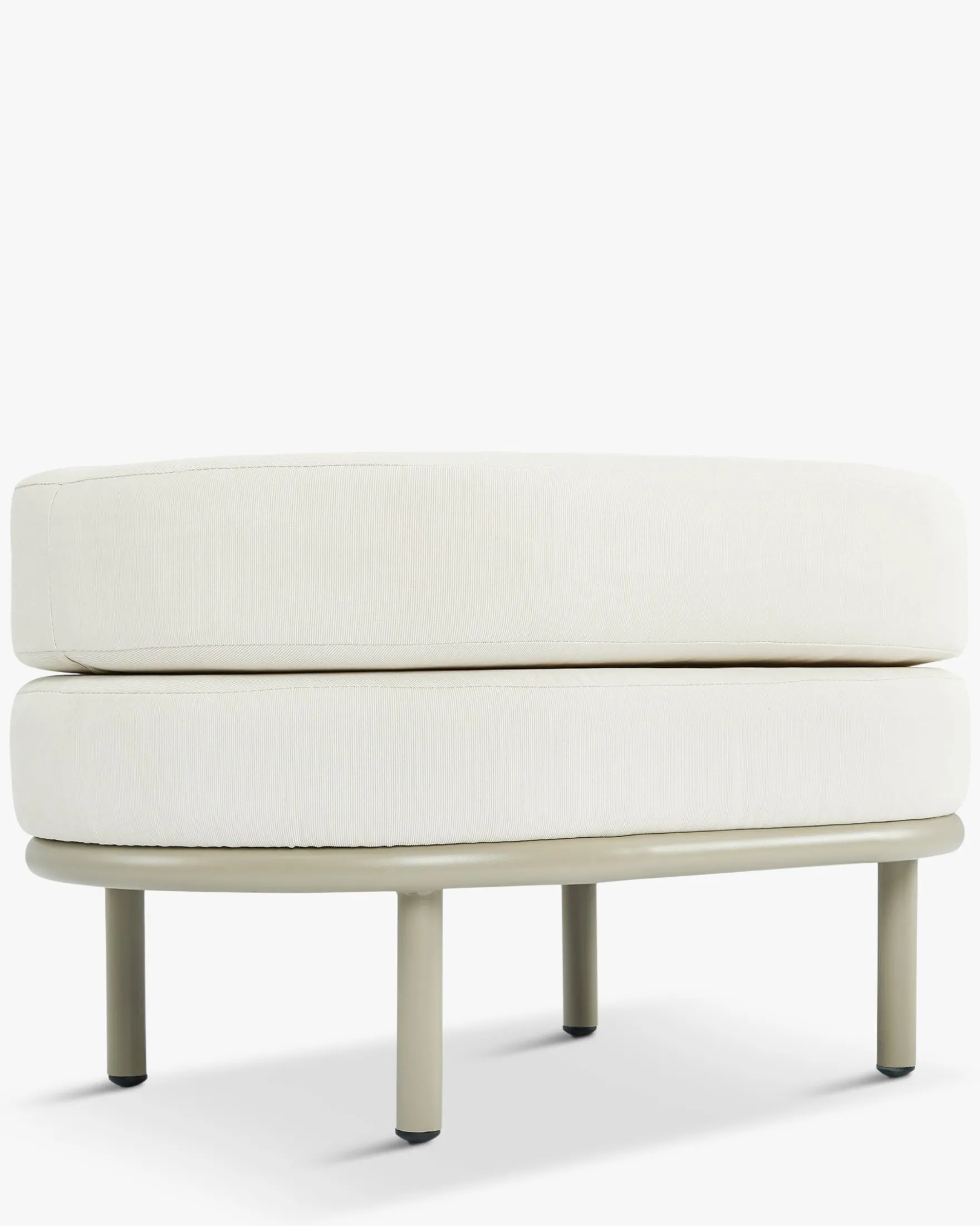 Tabouret ou pouf de jardin, Blanc waterproof & metal taupe Florentino