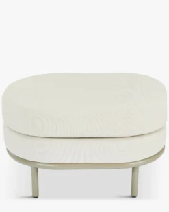 Tabouret ou pouf de jardin, Blanc waterproof & metal taupe Florentino