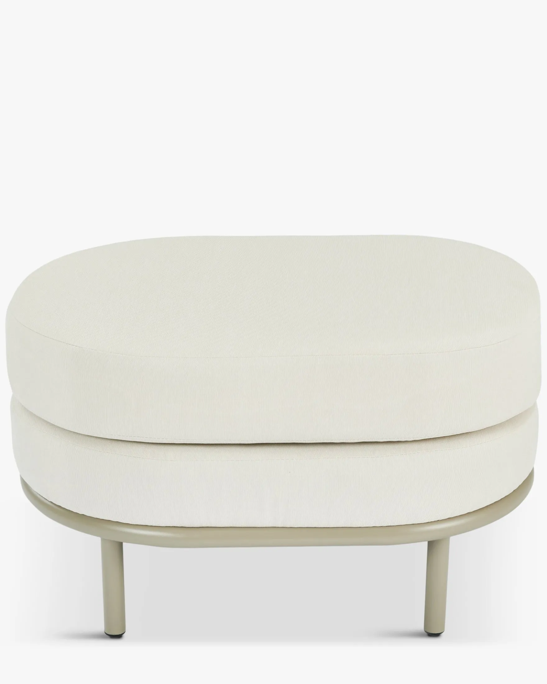 Tabouret ou pouf de jardin, Blanc waterproof & metal taupe Florentino
