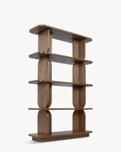 Étagère & bibliothèque, Bois teinte noyer, H152 Charly