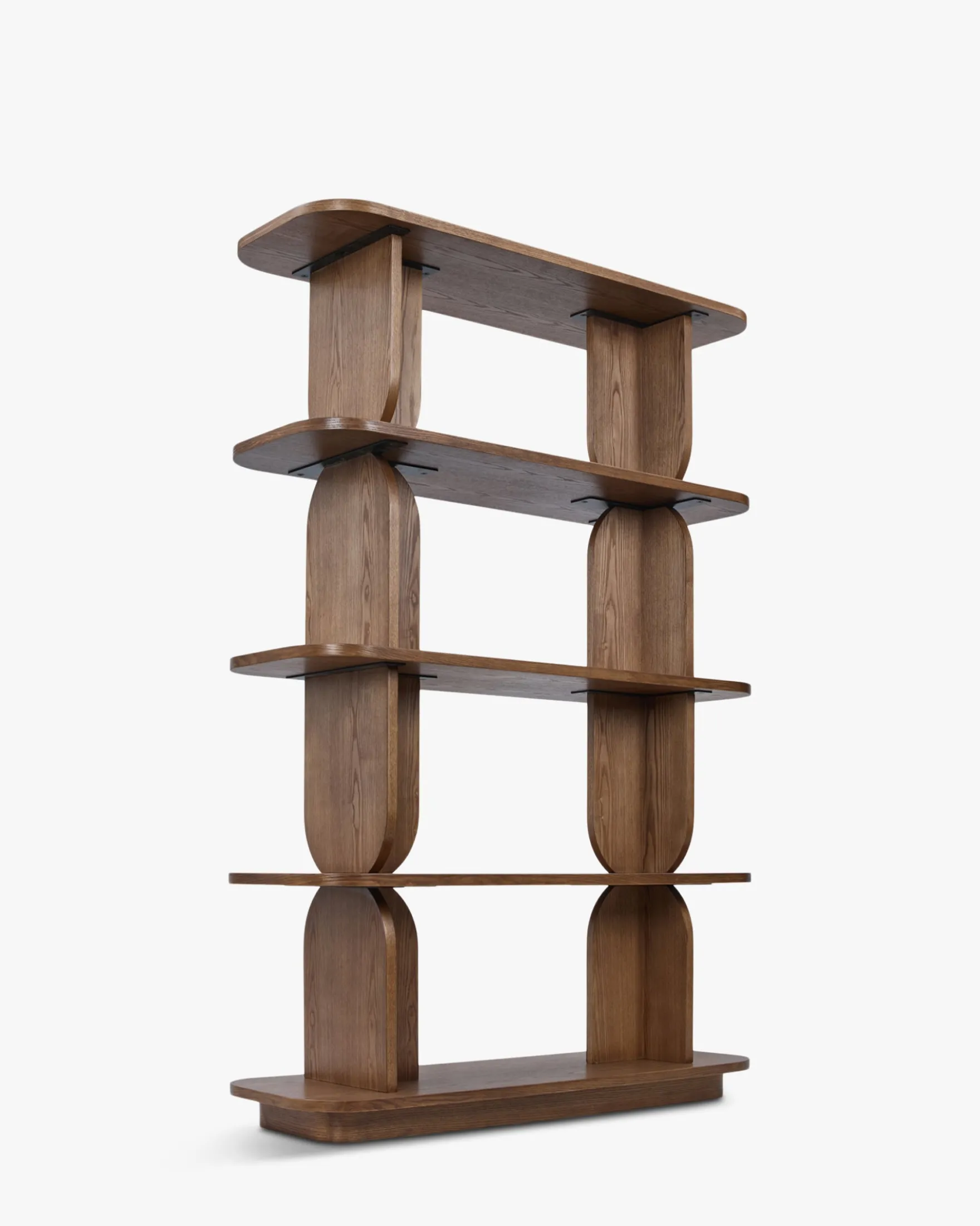 Étagère & bibliothèque, Bois teinte noyer, H152 Charly
