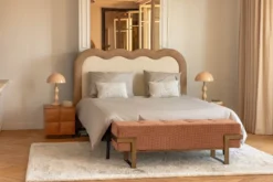 Tête de lit, Bouclette blanc nature & Beige avoine, L185 Oceano